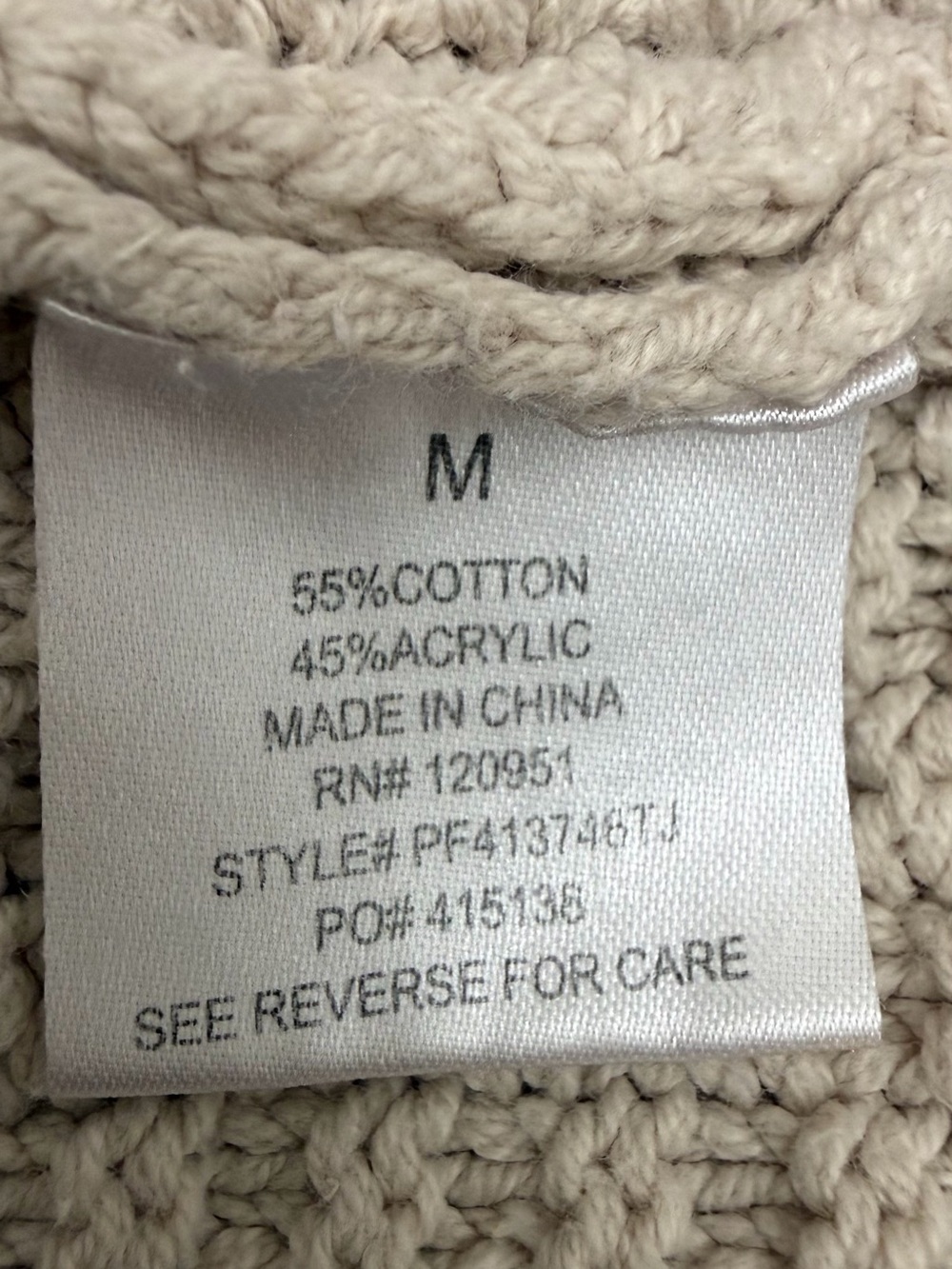 Pink Rose Premium Cable Knit Sweater Dress Women’s Medium Beige Cotton Blend - Picture 9 of 13